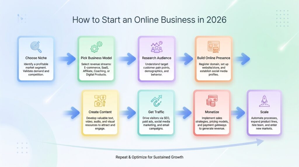 steps for online business startups