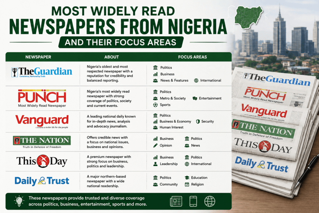 Most Widely Read Newspapers From Nigeria and Their Focus Areas