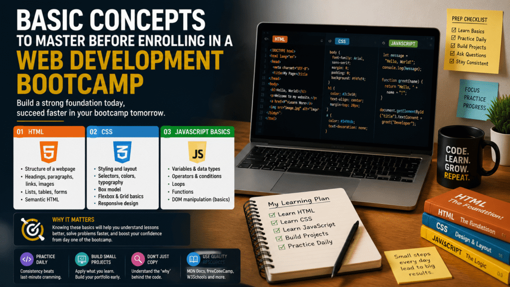 Basic Concepts to Master Before Enrolling in a Web Development Bootcamp