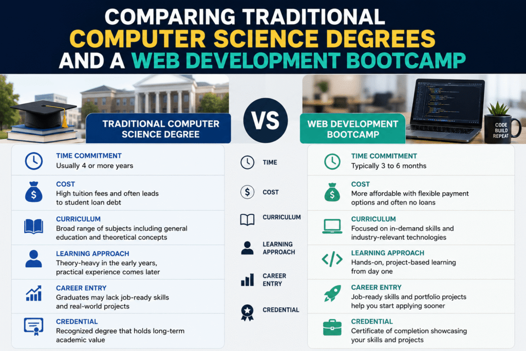 Comparing Traditional Computer Science Degrees and a Web Development Bootcamp