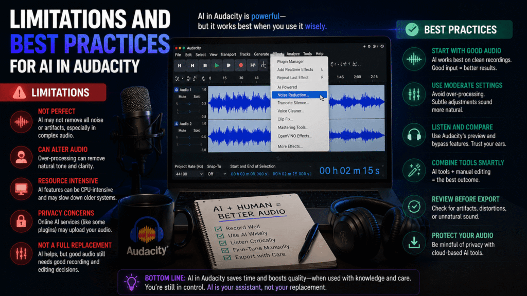 Limitations and Best Practices for AI in Audacity