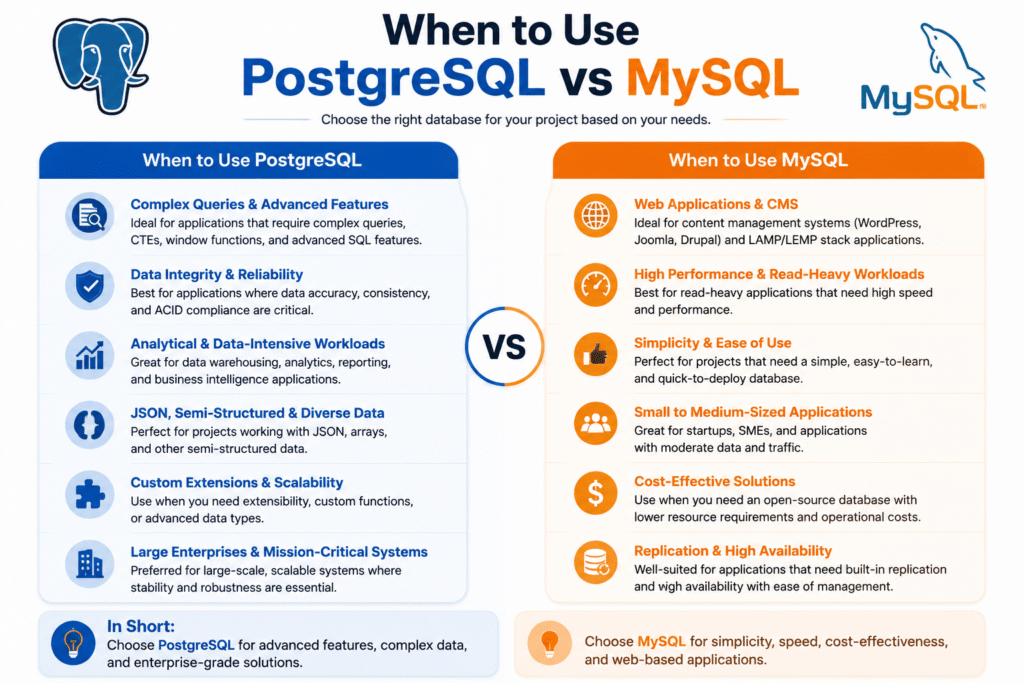 When to Use PostgreSQL vs MySQL