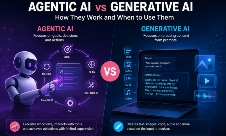 Agentic AI vs Generative AI: How They Work and When to Use Them
