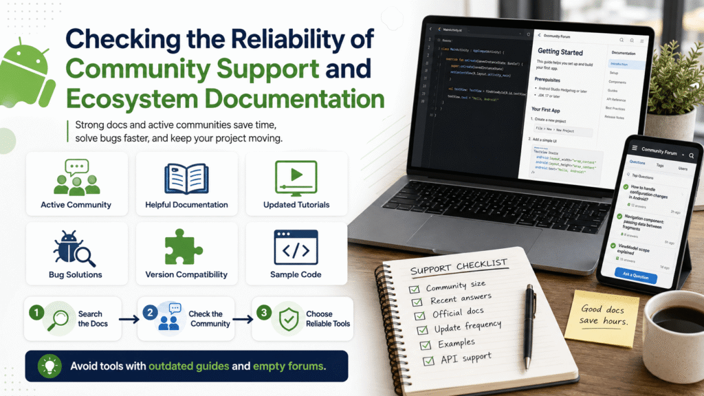 Checking the Reliability of Community Support and Ecosystem Documentation for this