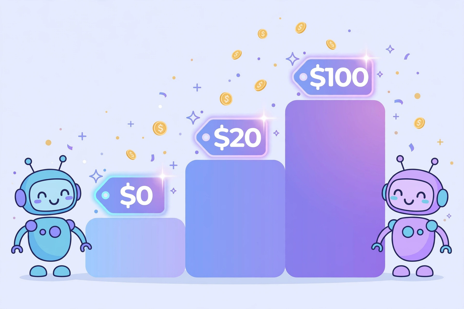 Illustration comparing Claude and ChatGPT pricing plans in 2026