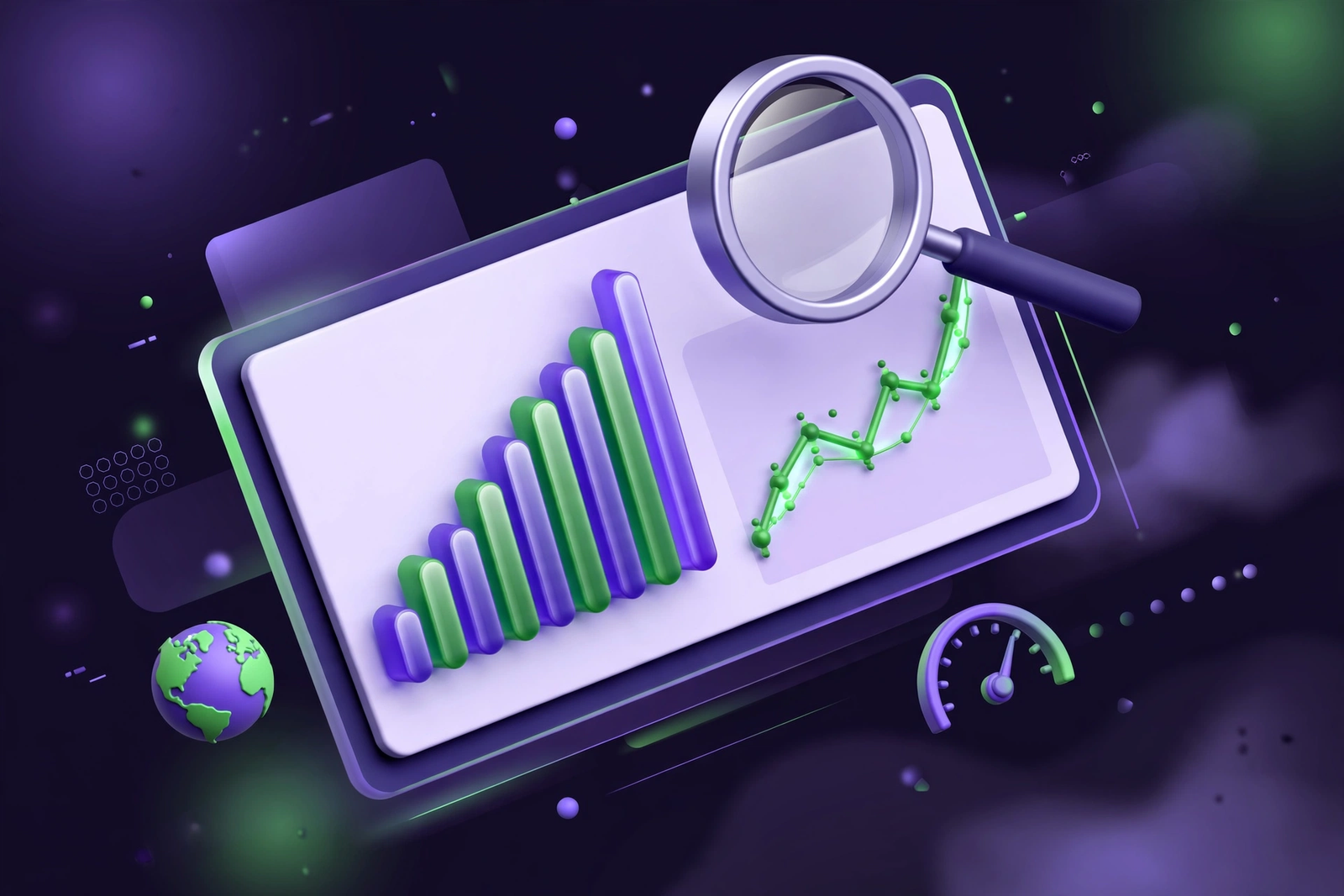 Isometric 3D illustration of an analytics dashboard