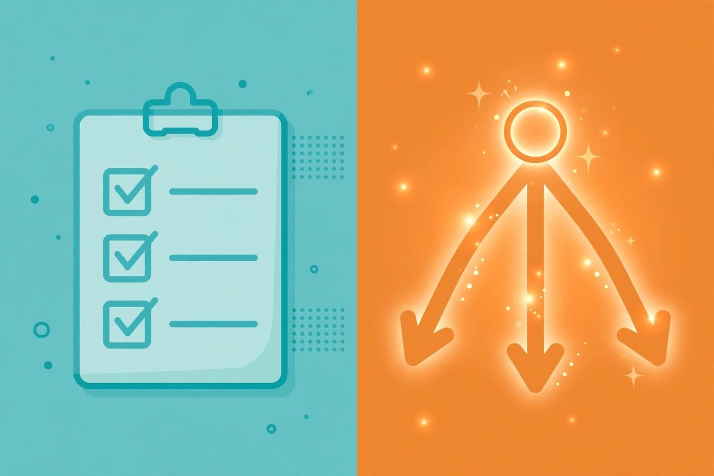 Checklist and decision-path illustration for choosing the right SEO tool